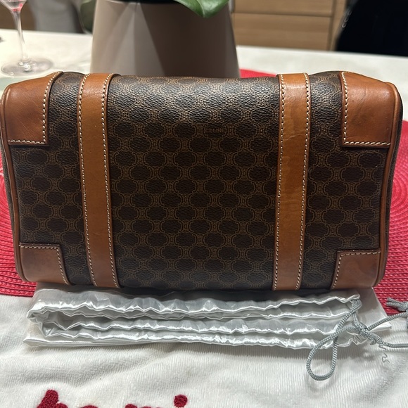 Celine Macadam Pattern Mini Boston Bag Handbag PVC x Leather Dark Brown - Picture 6 of 12